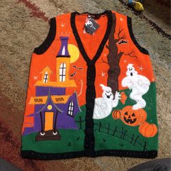 Halloween Knitted Sweater vest (1 LG, 1 SM)