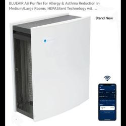 Brand New Blue Air Purifier with HEPA Silent Technology  Compatible with  Alexa 