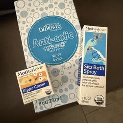 Mother Love Postpartum Nipple Cream, Sitz Bath Spray Dr Brown 4 Pack Baby Bottles