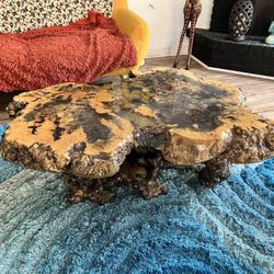 Antique Resin Petrified Coffee Table 