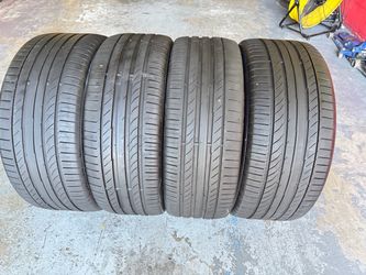 Set of 4 Tires two 255/45/22 and two 285/40/22 Continental Contisportcontact like new with 80-90% left Rare set in stock