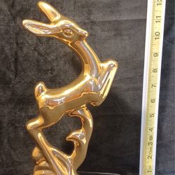 Vintage Gold Ceramic Deer Figurine