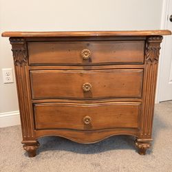 Carved Wood 3-Drawer Nightstand — Old World Italian / Traditional Style, Solid Wood