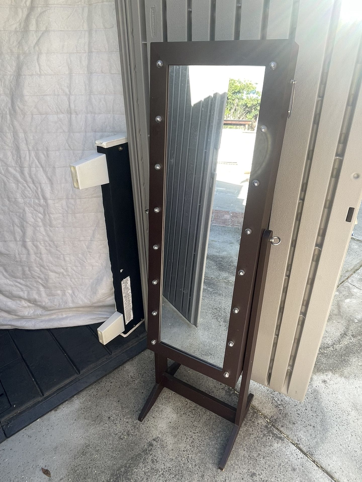 Jewelry Armoire Cabinet Full Length Mirror w/ Velvet Storage Interior