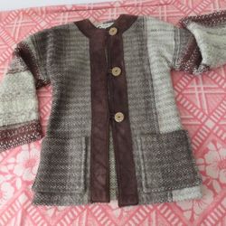 Vtg 70s Martine Gruber Art To Wear Heavy Handwoven Wool Cardigan Sz XS Rare