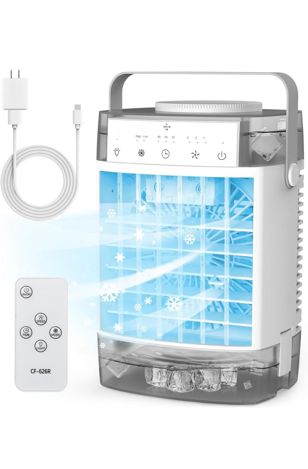 Portable Air Conditioners,Portable AC Unit,1600ml Dual Tank Evaporative Air Cooler,3 Speed 2 Mist Modes,Personal Mini Desktop Cooling Fan 