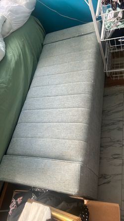 Light Blue Fabric Storage Bench