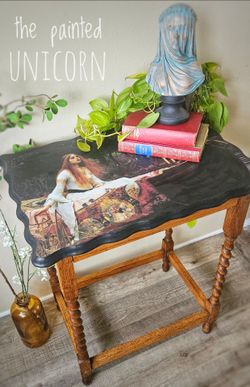 Lady of Shalott Decorative Wood side table