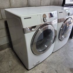 Samsung Front Loading Washer And Stackable Gas Dryer Set 