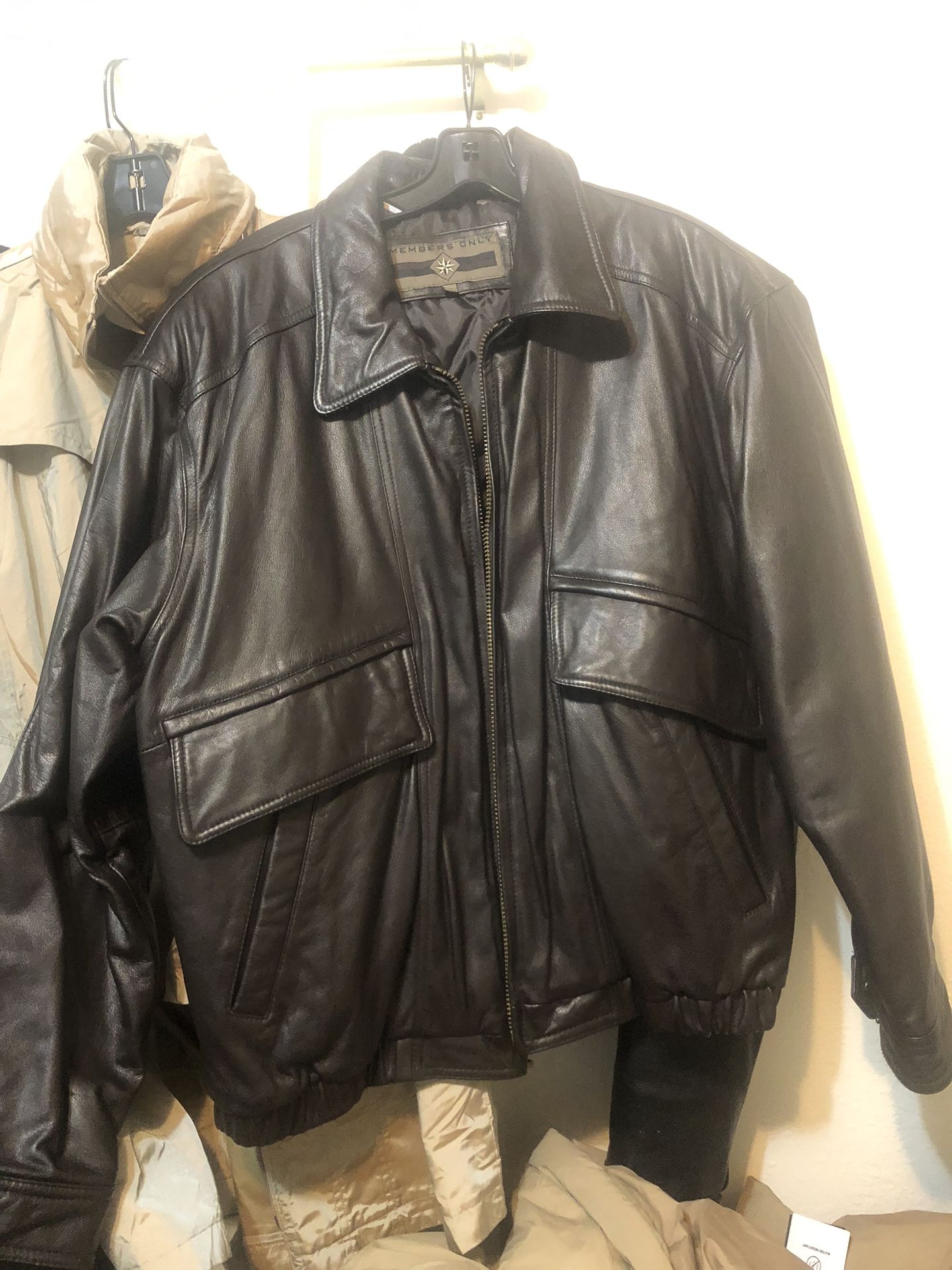 Mens Members Only Vintage Leather Jacket Xl