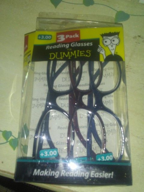 3 Pk Reading Glasses For Dummies! New In Package!