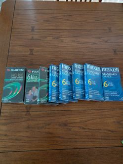 Lot of 8 Sealed Blank VHS Tapes — Maxell & Fujifilm T-120 6 Hour
