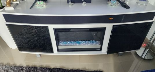 Obesos 72" Modern Electric Fireplace TV Stand with storage