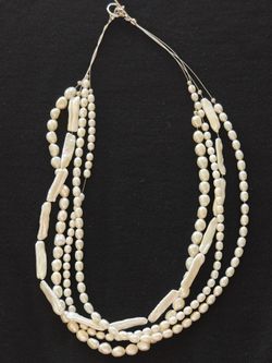 Moving sale! 4 Strand Freshwater White Pearl Necklace Artisan Made(Length:21in)