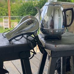 Antique hairdryer and coffee pot electric