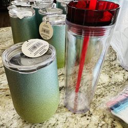 11 Vasos Reutilizables con Popote y 12 Copas Stemless con Tapa – Modernos y Prácticos, New