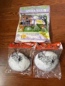 Vintage Fun World Super Stretch Spider Web Halloween Decor Lot New Old Stock