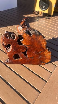 live-edge wooden burl or tree root sculpture piece,