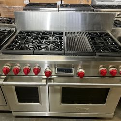 Wolf 48”Wide Dual Fuel Range Stove In Stainless Steel 
