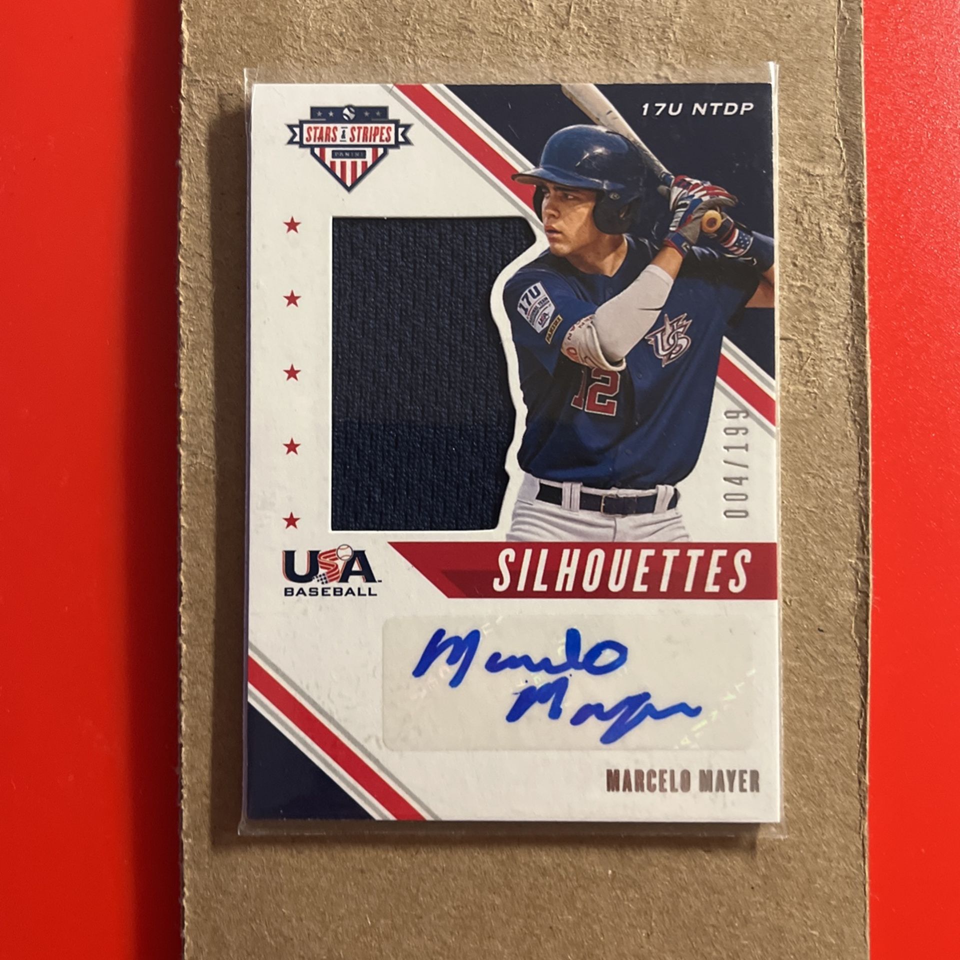 Marcelo Mayer 2020 Panini Stars & Stripes Silhouettes Game worn Patch Auto 004 /199
