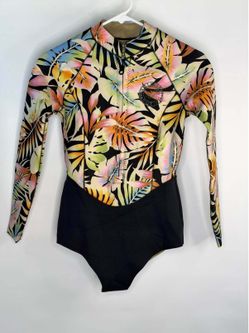 Billabong Recycler Series Wetsuit Jacket Long Sleeve Springsuit Womens 6 Floral