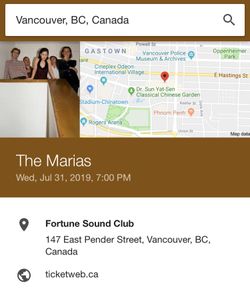 The Maria’s. Concert in Vancouver Canada