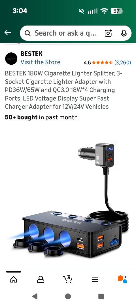 BESETEK Cigarette Lighter. Splitter Car Charger Adapter