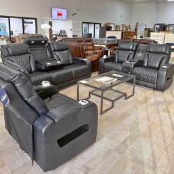 3PC Power recliner sofa set with BT speakers and LED