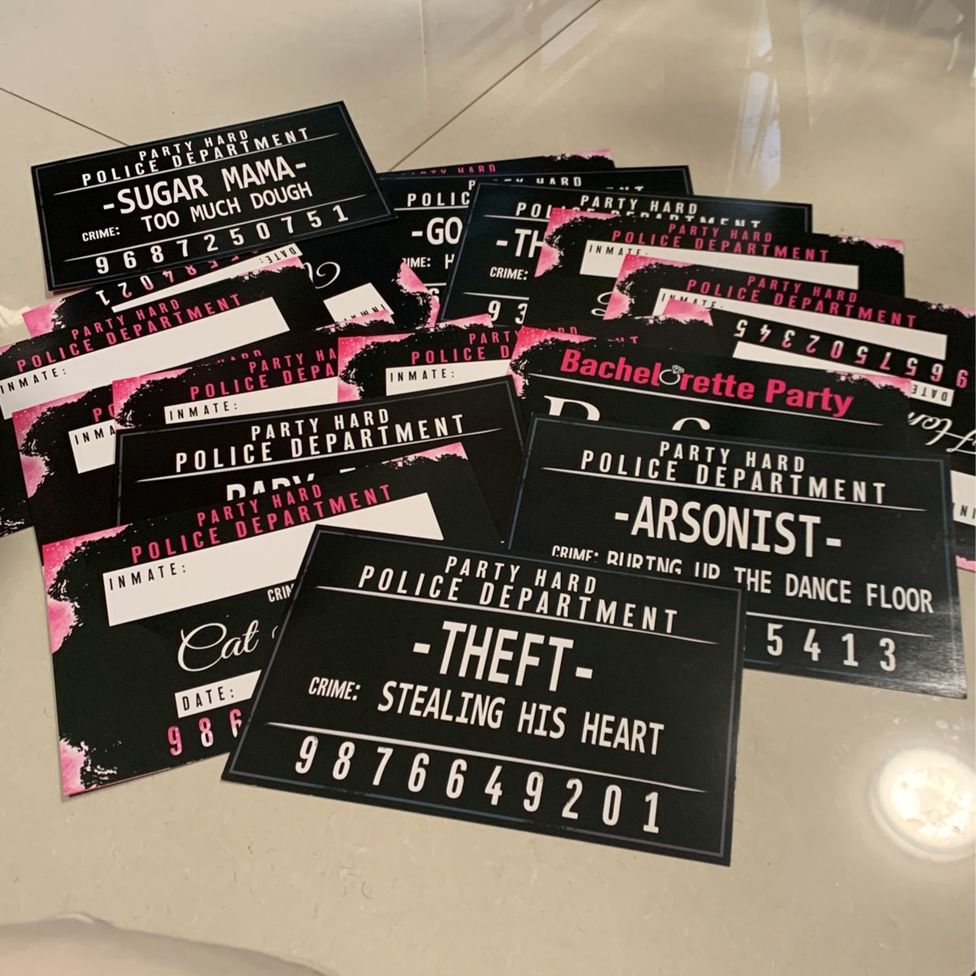 Bachelorette Mug Shot Cards