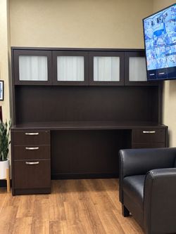 Dark Espresso Office Desk with Hutch