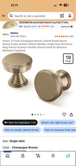 Haliwu Champagne Bronze Cabinet Knobs 10 Pack