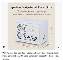 Wooden WiFi Router Storage Box & Cable Organizer