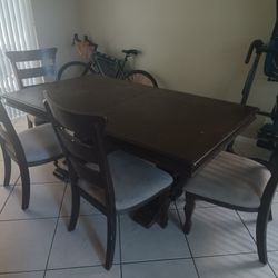 Solid Wood Dining Table 4 Chairs And Bench 