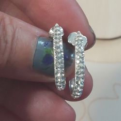 Sterling Silver Vintage Signed J Hoop Earrings 