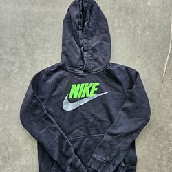 Nike Hoodie Youth Large Black Green Swoosh Pullover Sweatshirt
