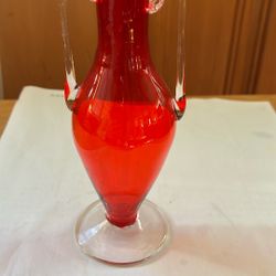 Vintage Hand Blow Ruby Red Vase5.4”
