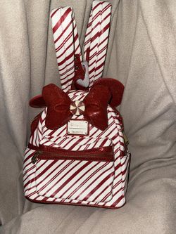 Loungefly Disney Parks Peppermint Holiday Christmas Candy Cane Mini Backpack NEW