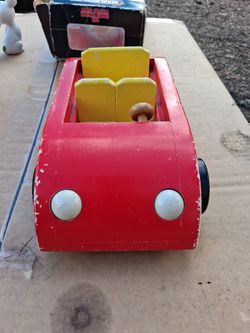 Vintage Wooden Toy Car Red