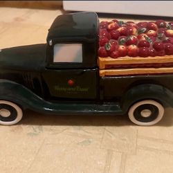 Harry & David Ceramic Apple Truck Cookie Jar (Green)