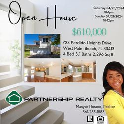 Open House WPB.  4/10/24   10-1pm
