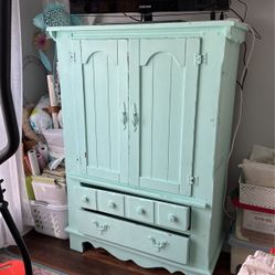 Seafoam Green Chalk Painted Armoir Solid Wood 