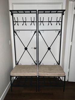 Metal Hall Tree/Entryway Bench/Coat Tree