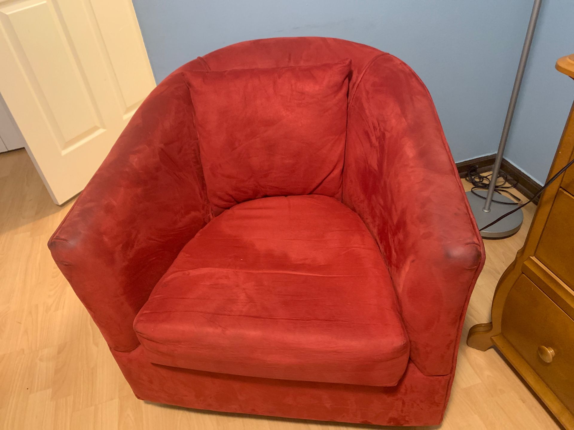 Red swivel chairs
