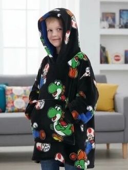 Super Mario kids wayy big oversized hoodie Sherpa lined excellent condition