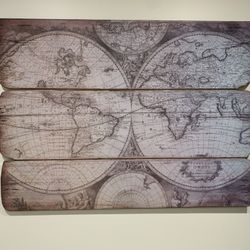 Triptych Vintage Map Wall Art Panels