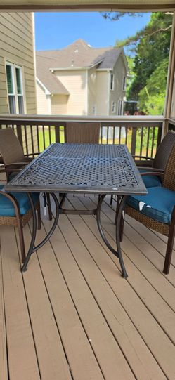 Cast Iron Patio Dining Set with Chairs and Cushions