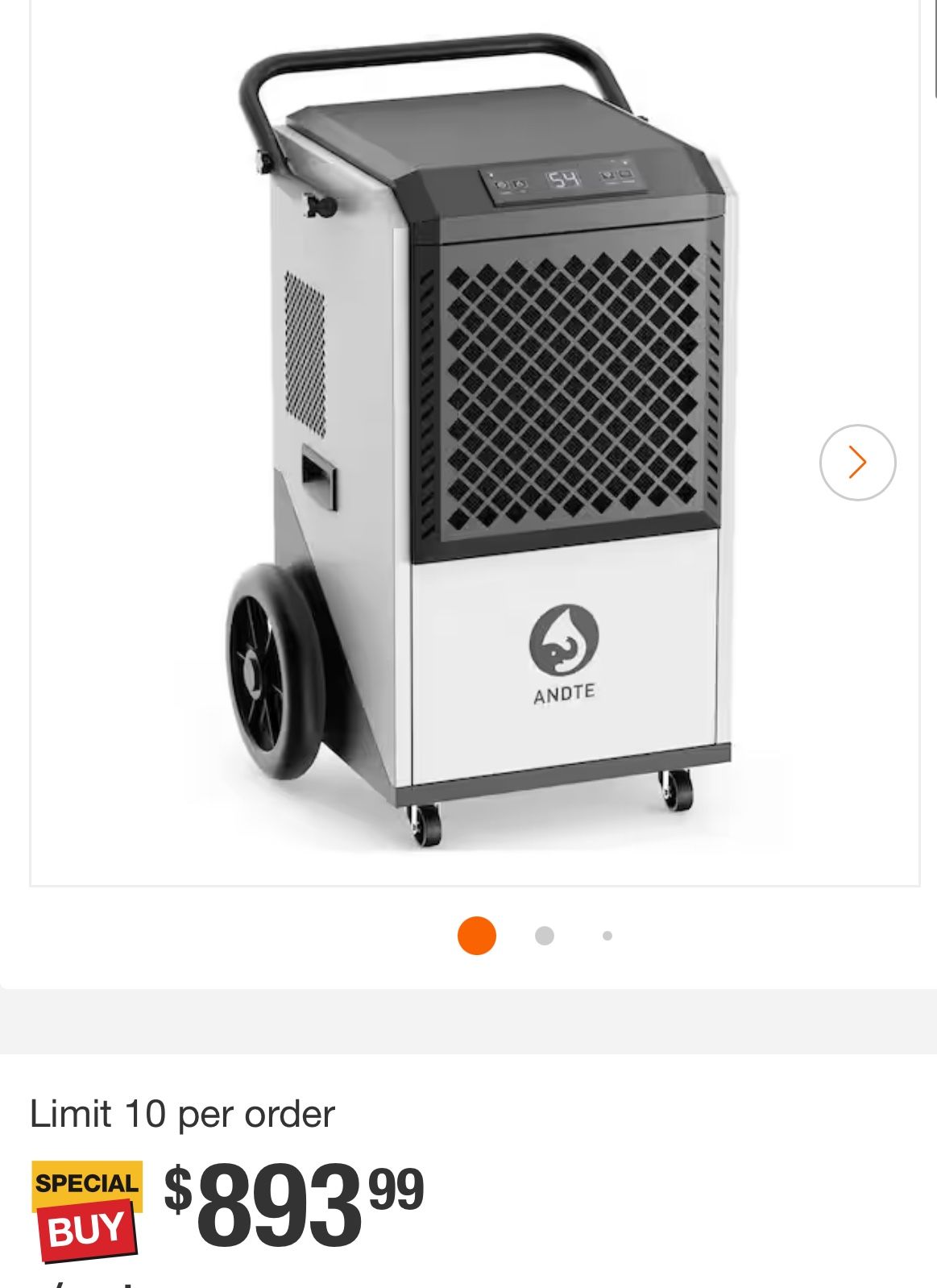 Edendirect 250 pt. 8,000 sq.ft. Commercial Dehumidifier for Basement in. White, High Efficiency Compressor