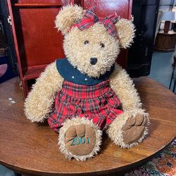 JC Penney Holiday Collection Bear Plaid Dress Girl 25” Plush Vintage 2001 Toy