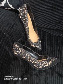 Black Lace Pointed-Toe Heels