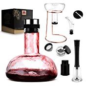 Wine Decanter With Drying Stand, Red Wine Carafe Breather Set By Cosima Cloud，Hand Blown Lead-free Crystal Glass, Wine Aerator Decanters Accessories,G
